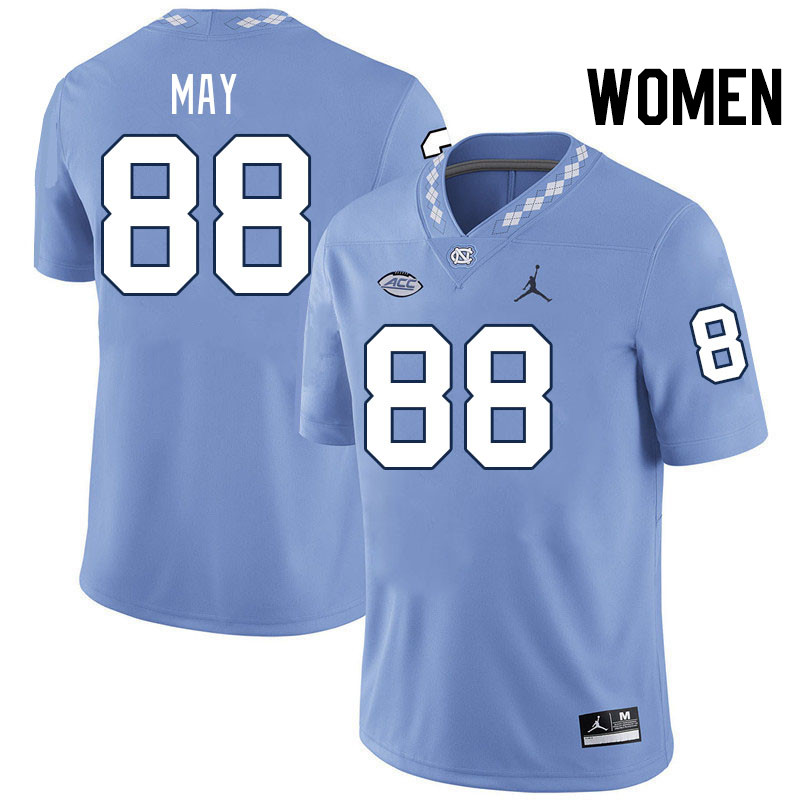 Women #88 Deems May North Carolina Tar Heels College Football Jerseys Stitched-Carolina Blue